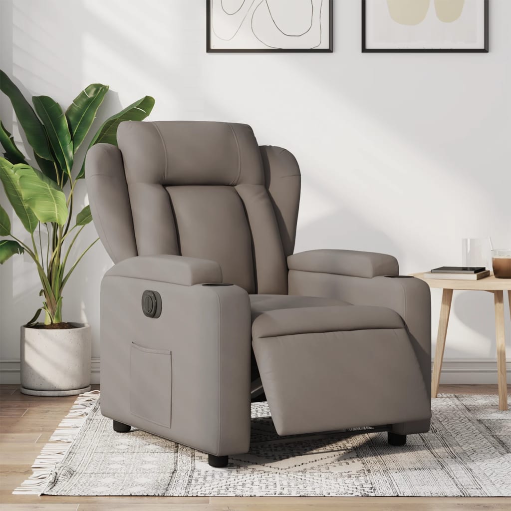 Elektrické Masážní Polohovací Křeslo Textil Taupe