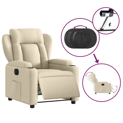 Elektrické Polohovací Křeslo Krémové Textil Krémová