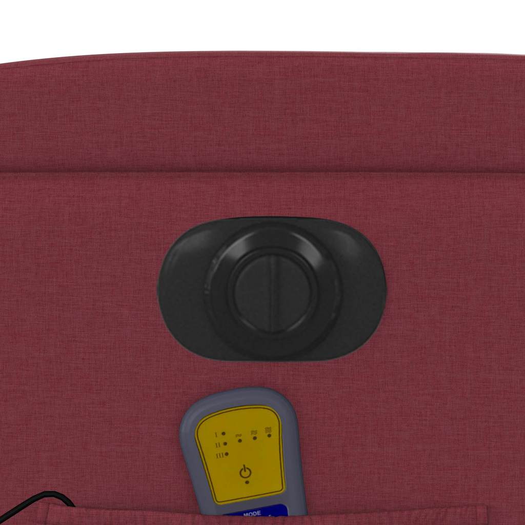 Elektrické Masážní Polohovací Křeslo Vínové Textil Vínová Červená
