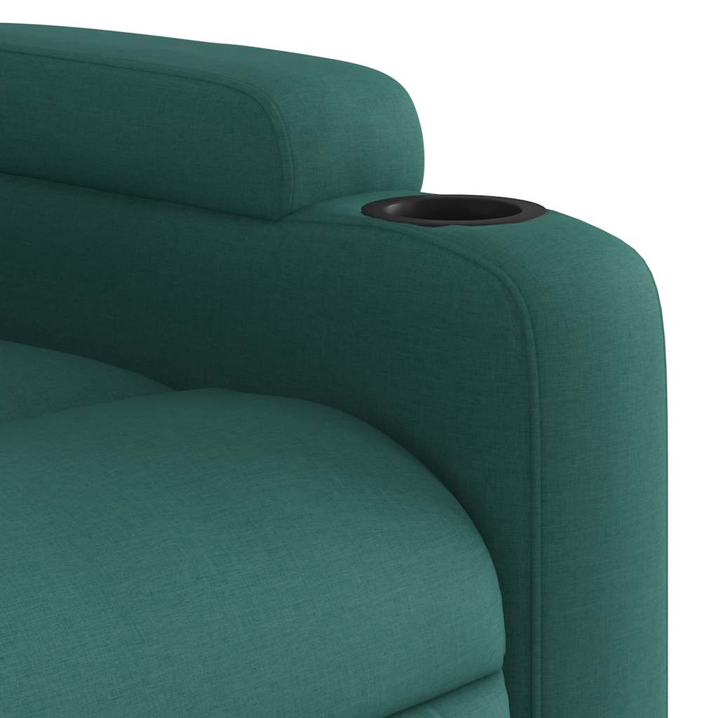 Elektrické Masážní Polohovací Křeslo Tmavě Zelené Textil Tmavě Zelená