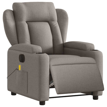 Elektrické Masážní Polohovací Křeslo Textil Taupe