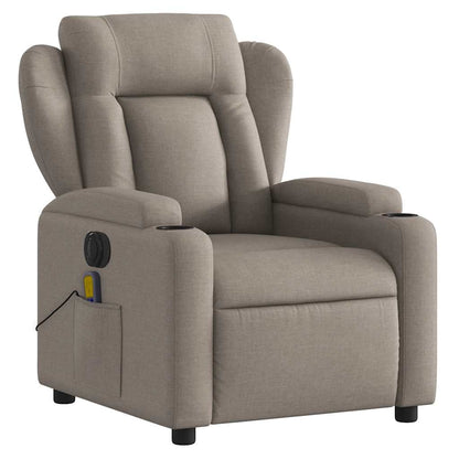 Elektrické Masážní Polohovací Křeslo Textil Taupe