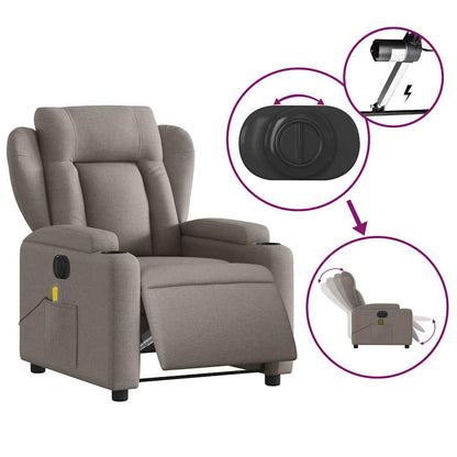 Elektrické Masážní Polohovací Křeslo Textil Taupe