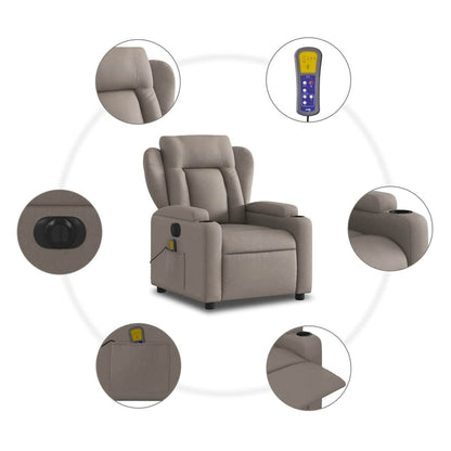 Elektrické Masážní Polohovací Křeslo Textil Taupe