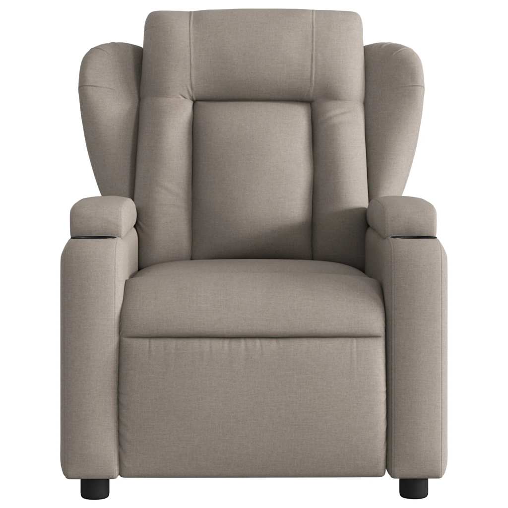 Elektrické Masážní Polohovací Křeslo Textil Taupe