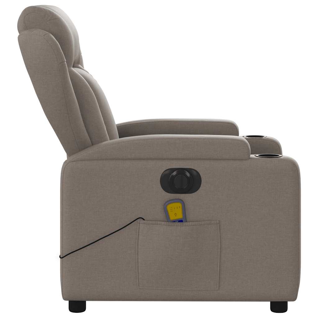 Elektrické Masážní Polohovací Křeslo Textil Taupe