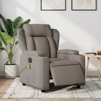 Elektrické Masážní Polohovací Křeslo Textil Taupe