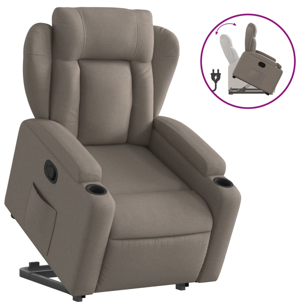 Zvedací Polohovací Křeslo Textil Taupe