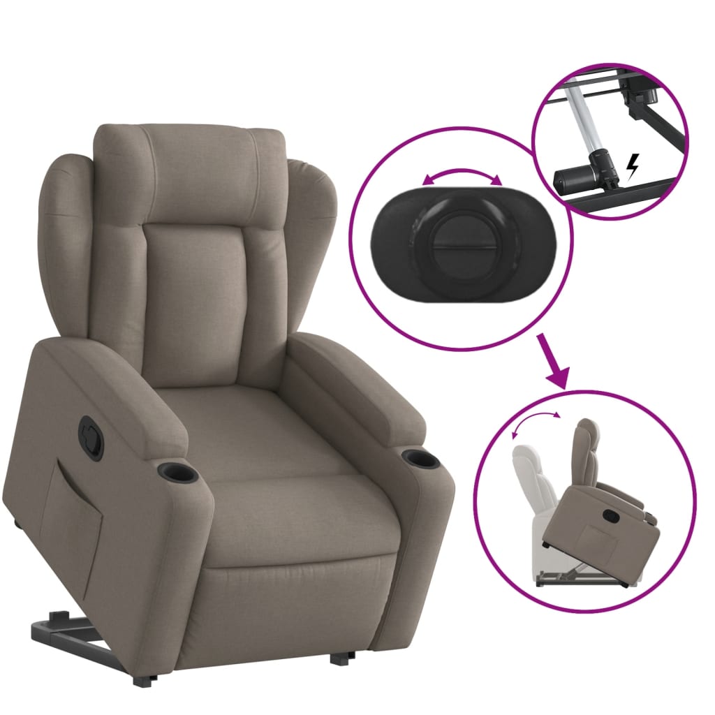 Zvedací Polohovací Křeslo Textil Taupe