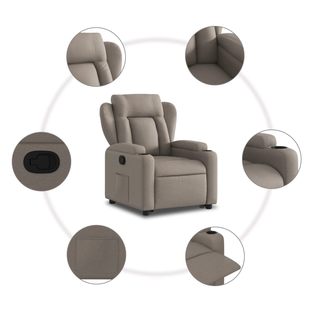 Zvedací Polohovací Křeslo Textil Taupe