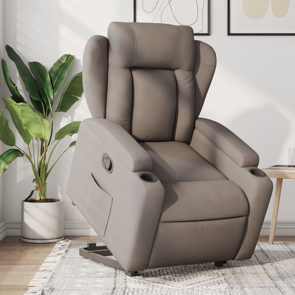 Zvedací Polohovací Křeslo Textil Taupe