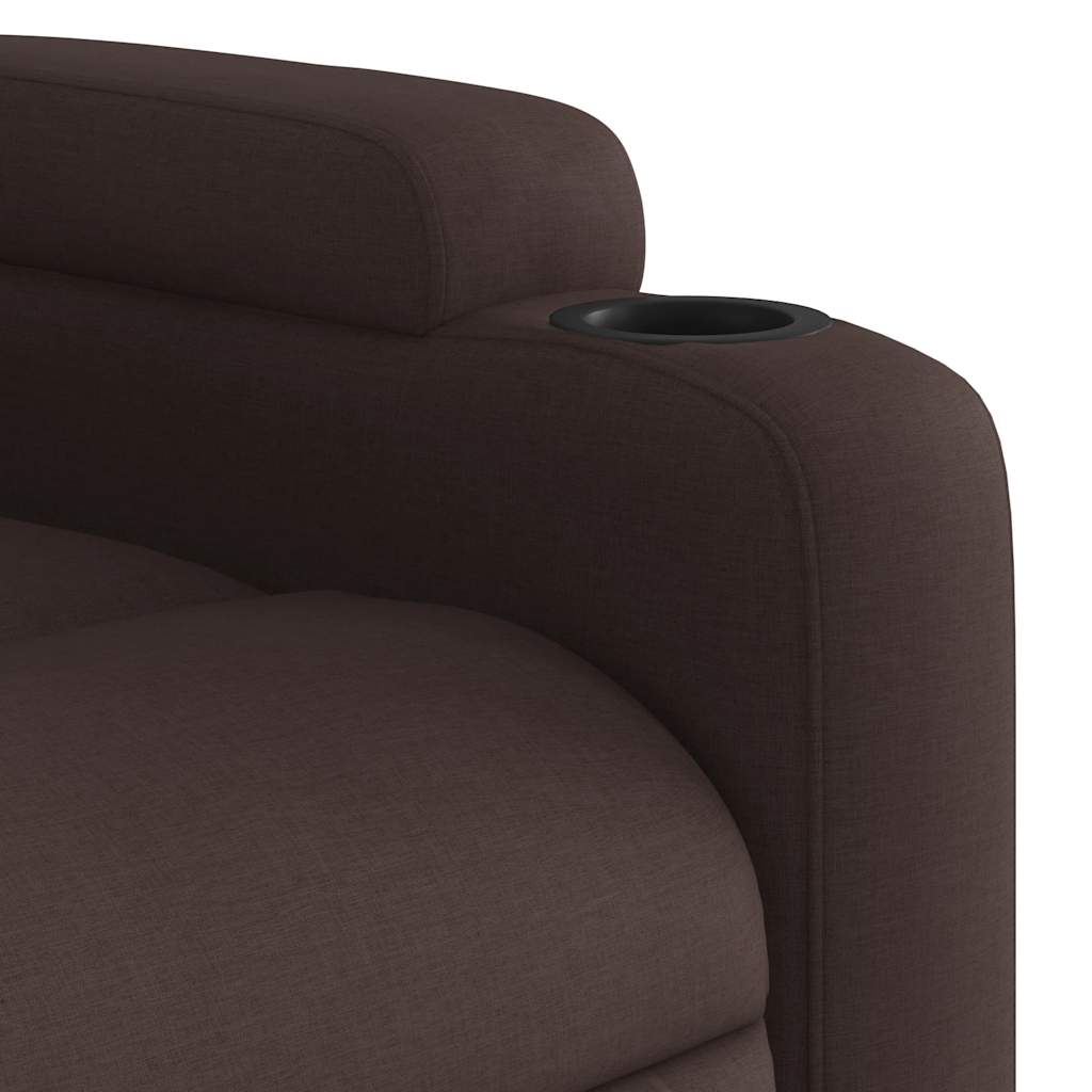Zvedací Masážní Polohovací Křeslo Tmavě Hnědé Textil Tmavě Hnědá