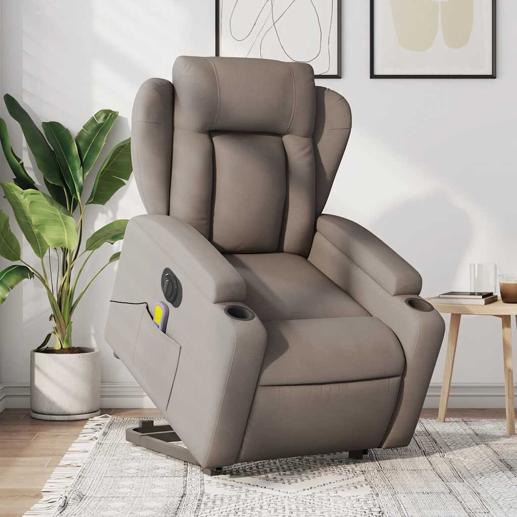 Zvedací Polohovací Křeslo Textil Taupe