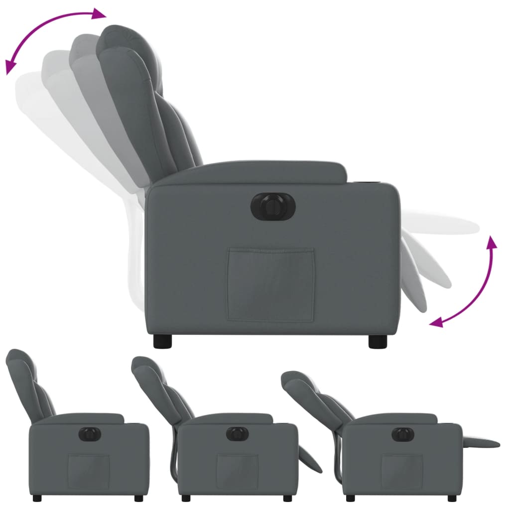 Elektrické Polohovací Křeslo Šedé Umělá Kůže Šedá