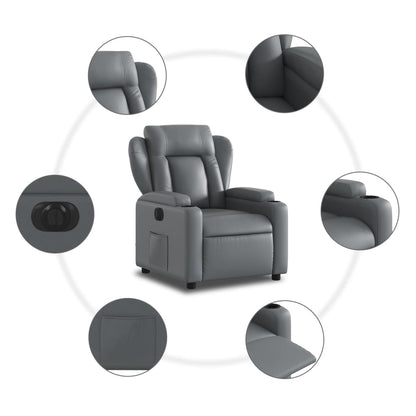 Elektrické Polohovací Křeslo Šedé Umělá Kůže Šedá