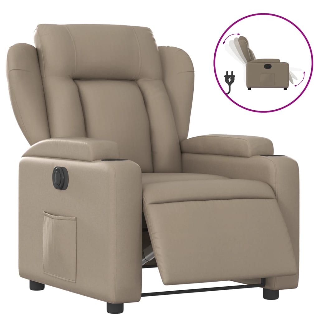 Elektrické Polohovací Křeslo Umělá Kůže Cappuccino