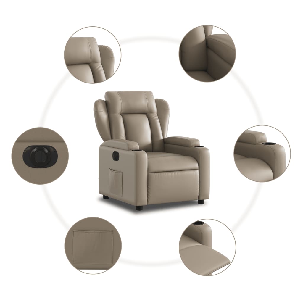 Elektrické Polohovací Křeslo Umělá Kůže Cappuccino