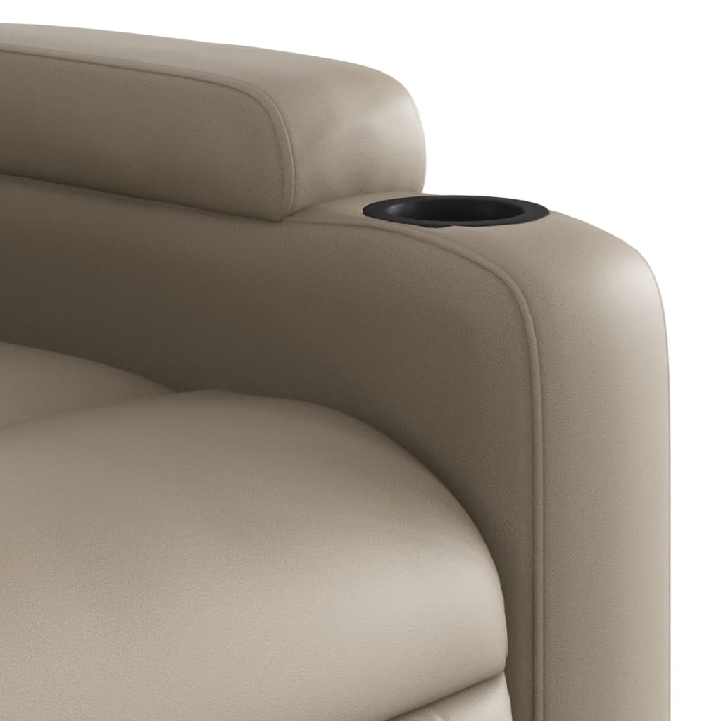 Elektrické Polohovací Křeslo Umělá Kůže Cappuccino