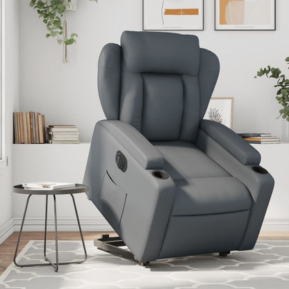 Zvedací Masážní Polohovací Křeslo Šedé Umělá Kůže Šedá