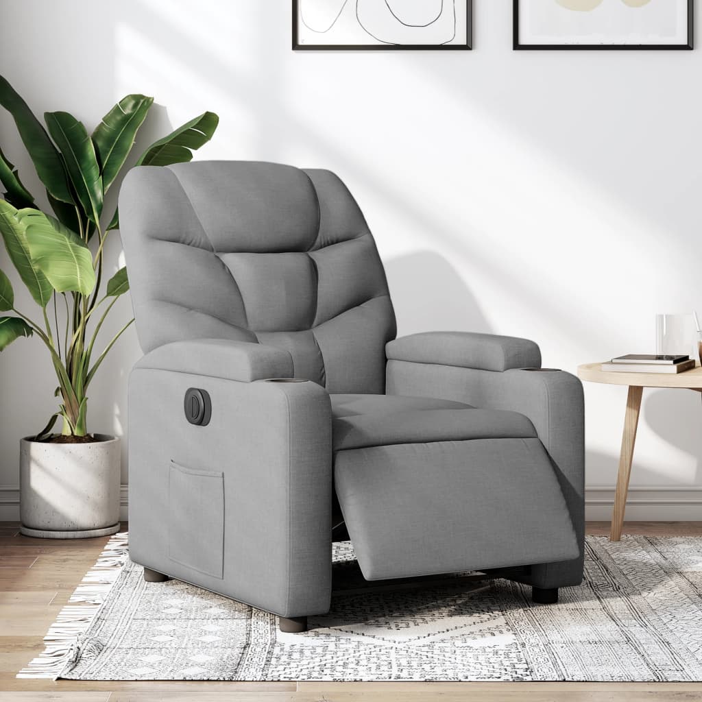 Polohovací Křeslo Světle Šedé Textil Světle Šedá