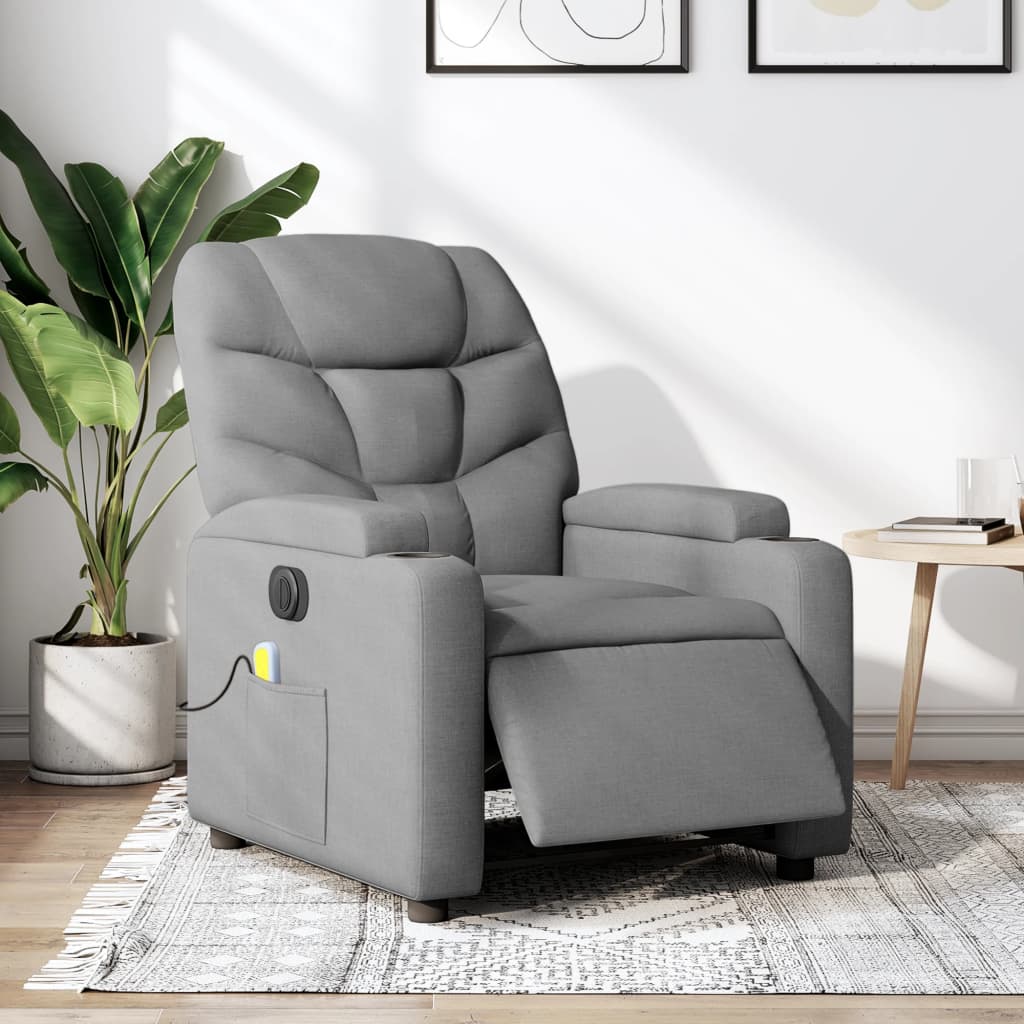 Polohovací Křeslo Světle Šedé Textil Světle Šedá