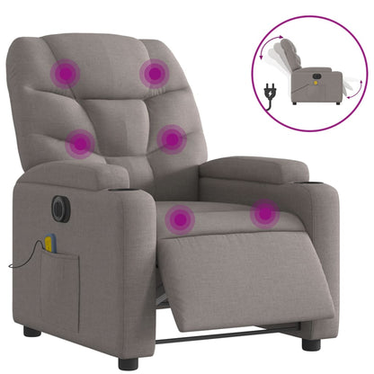 Elektrické Masážní Polohovací Křeslo Textil Taupe