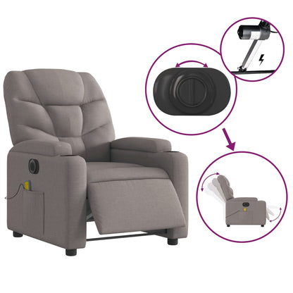 Elektrické Masážní Polohovací Křeslo Textil Taupe