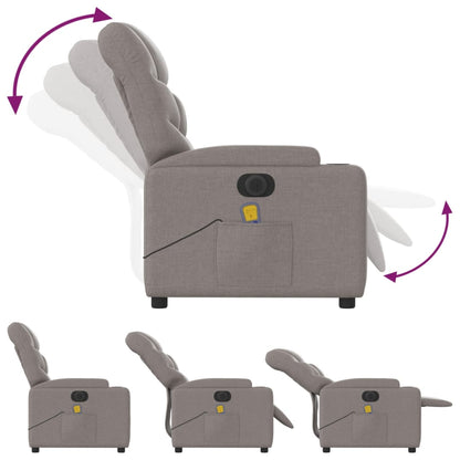 Elektrické Masážní Polohovací Křeslo Textil Taupe