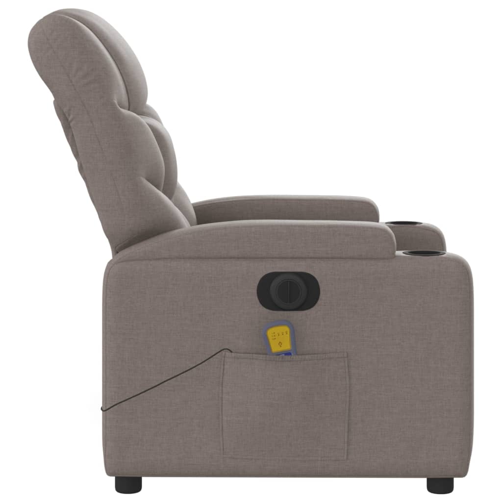 Elektrické Masážní Polohovací Křeslo Textil Taupe