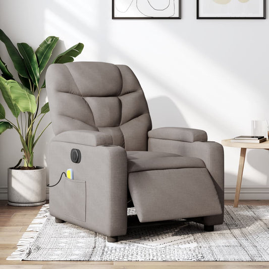Elektrické Masážní Polohovací Křeslo Textil Taupe