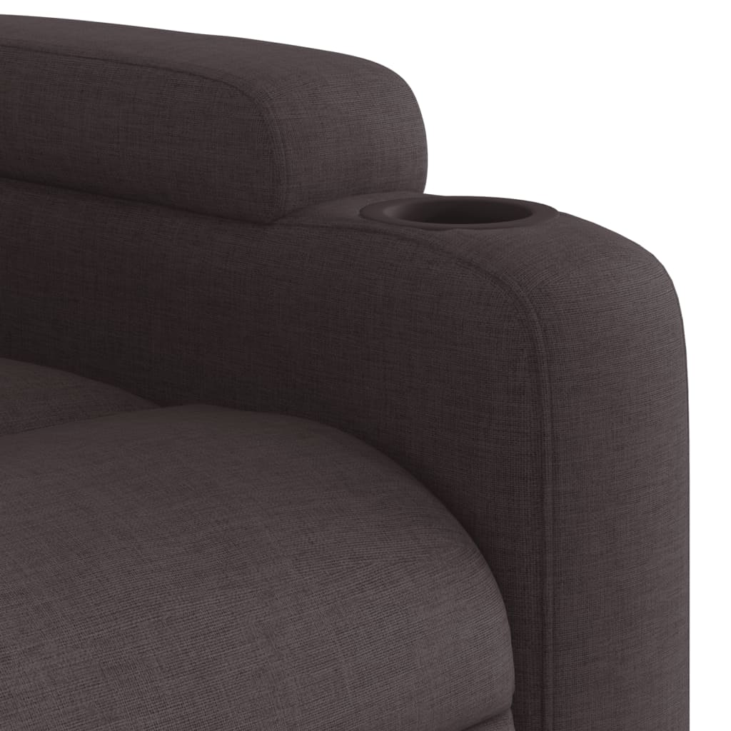 Zvedací Masážní Polohovací Křeslo Tmavě Hnědé Textil Tmavě Hnědá