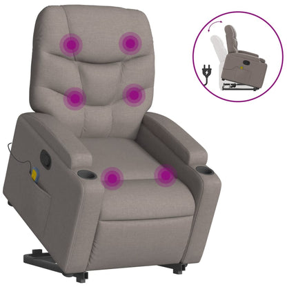 Zvedací Masážní Polohovací Křeslo Textil Taupe