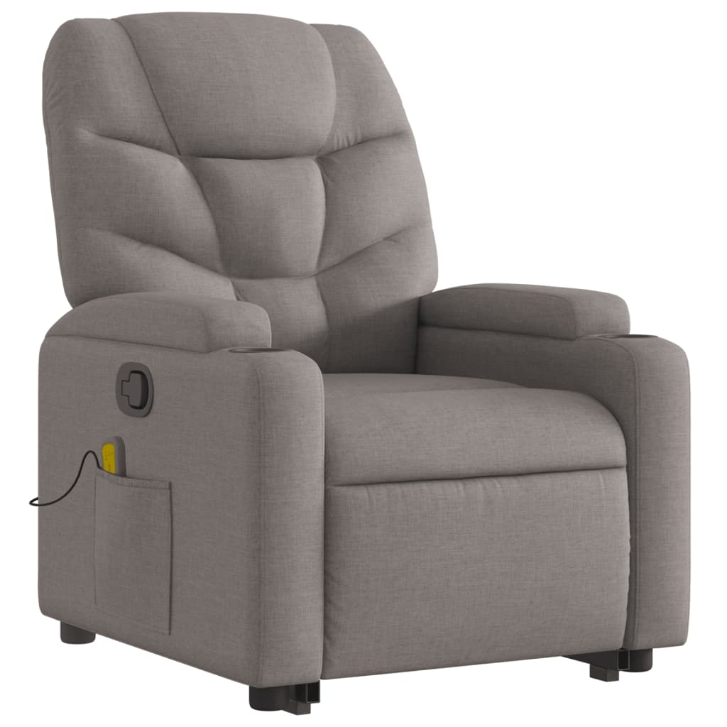 Zvedací Masážní Polohovací Křeslo Textil Taupe