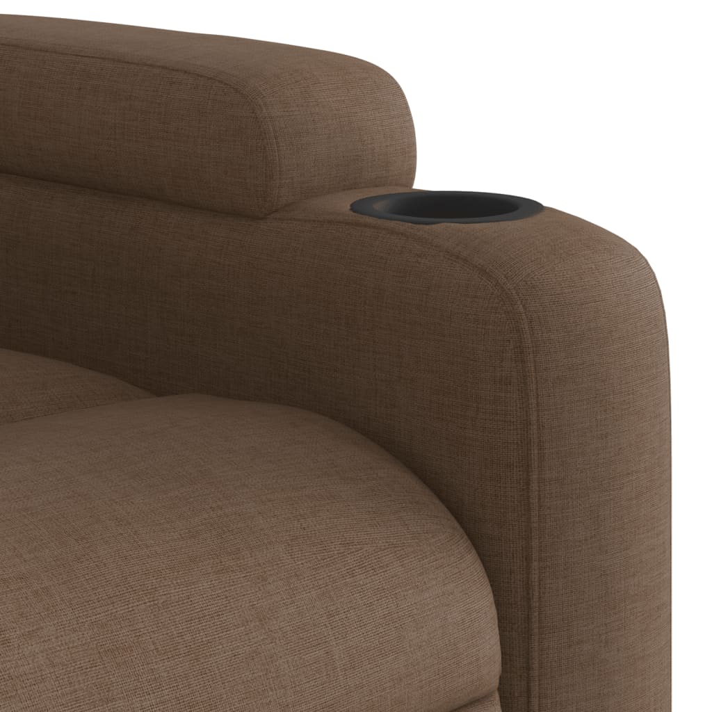 Elektrické Zvedací Polohovací Křeslo Hnědé Textil Hnědá
