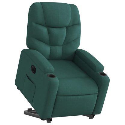Elektrické Zvedací Polohovací Křeslo Tmavě Zelené Textil Tmavě Zelená