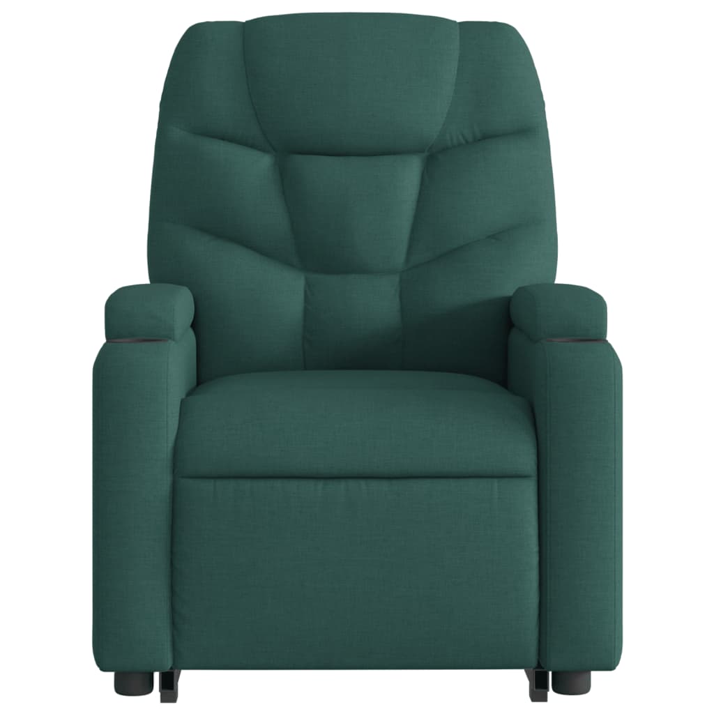 Elektrické Zvedací Polohovací Křeslo Tmavě Zelené Textil Tmavě Zelená