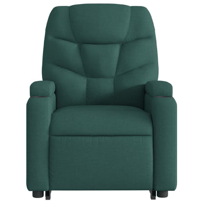 Elektrické Zvedací Polohovací Křeslo Tmavě Zelené Textil Tmavě Zelená