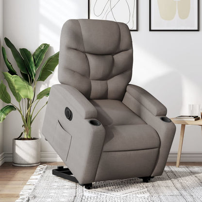 Zvedací Masážní Polohovací Křeslo Textil Taupe