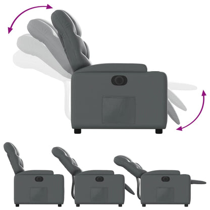 Elektrické Polohovací Křeslo Šedé Umělá Kůže Šedá