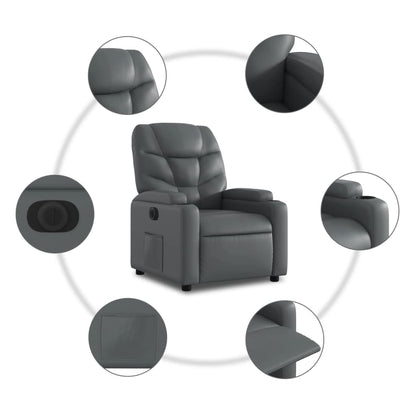 Elektrické Polohovací Křeslo Šedé Umělá Kůže Šedá