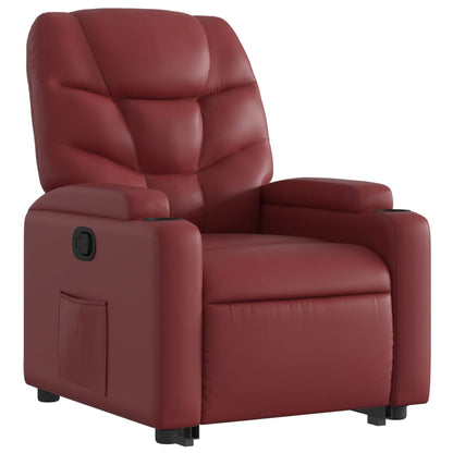 Zvedací Polohovací Křeslo Vínové Umělá Kůže Vínová Červená