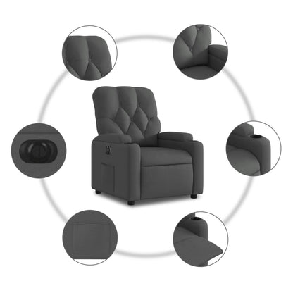 Elektrické Polohovací Křeslo Tmavě Šedé Textil Tmavě Šedá