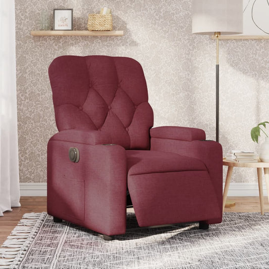 Elektrické Polohovací Křeslo Vínové Textil Vínová Červená