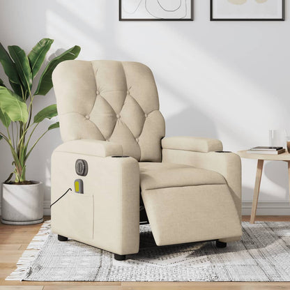 Polohovací Křeslo Krémové Textil Krémová