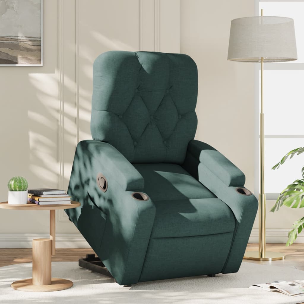 Zvedací Polohovací Křeslo Tmavě Zelené Textil Tmavě Zelená