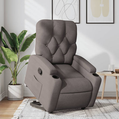 Elektrické Zvedací Masážní Polohovací Křeslo Textil Taupe