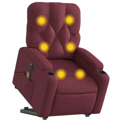 Elektrické Zvedací Masážní Polohovací Křeslo Vínové Textil Vínová Červená