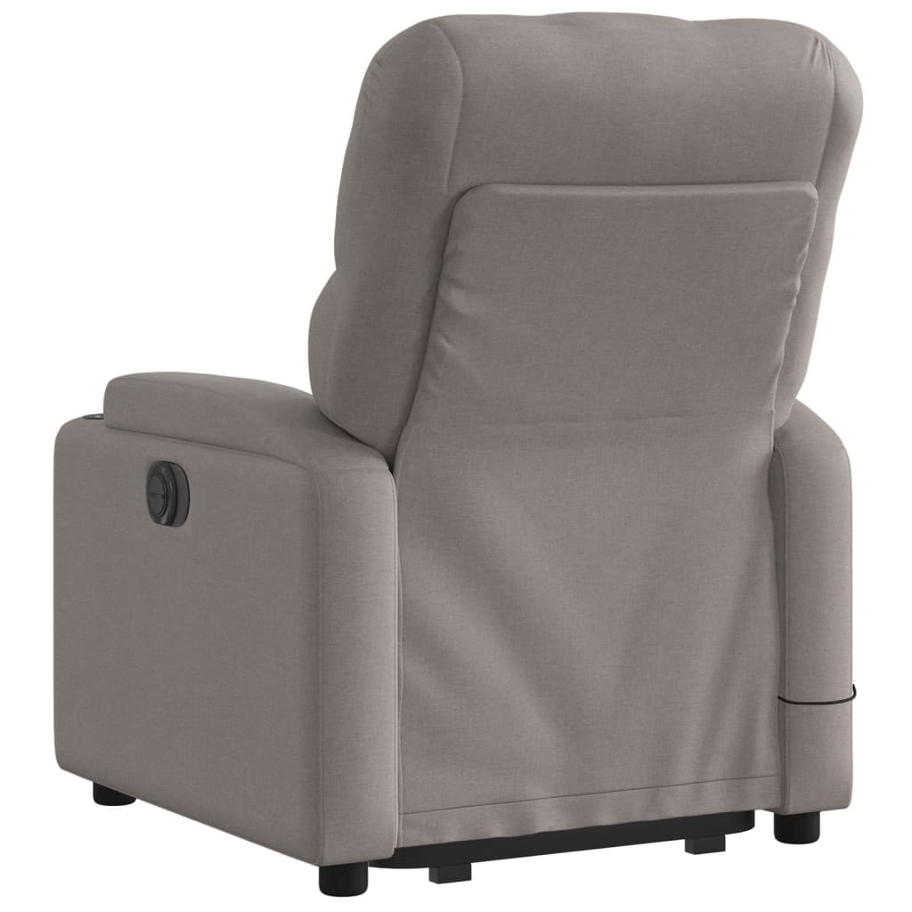 Elektrické Zvedací Masážní Polohovací Křeslo Textil Taupe
