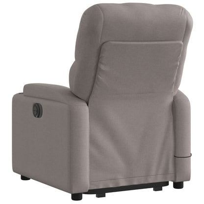 Elektrické Zvedací Masážní Polohovací Křeslo Textil Taupe