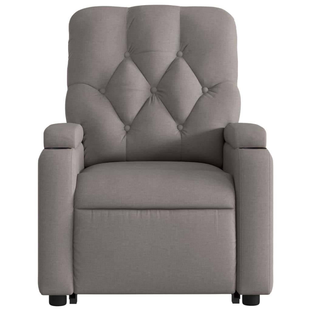Elektrické Zvedací Masážní Polohovací Křeslo Textil Taupe